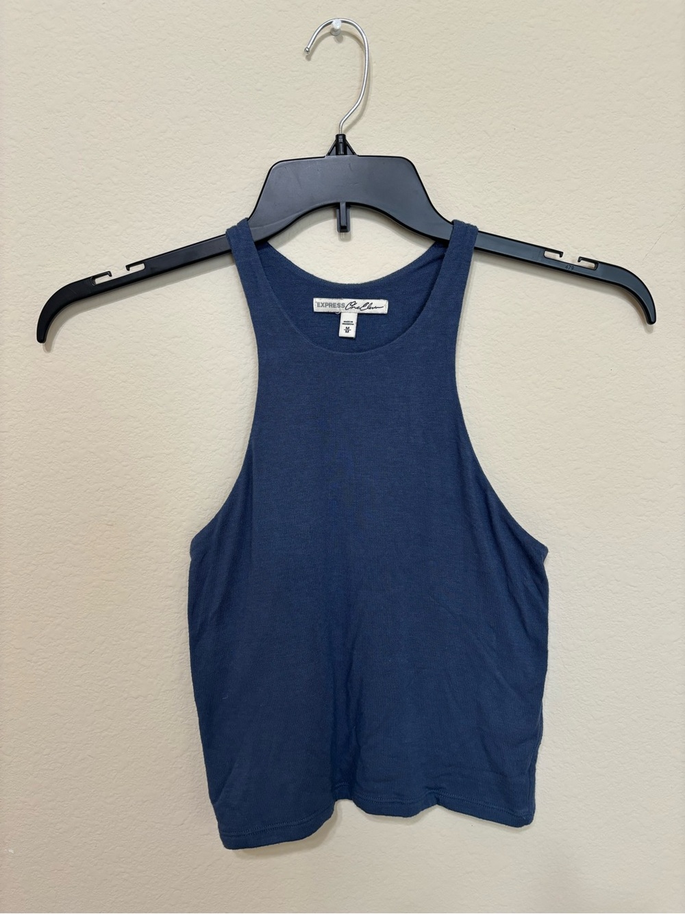 Express Dark Blue High Neck Racerback Tank